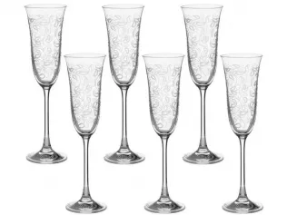 Набор бокалов для шампанского "Флора" "Белое кружево" 6 шт.*160 мл
