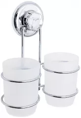 Набор из 2х. стаканов для ванной комнаты Tatkraft MEGA LOCK ODR вакуум. присоска 1шт. D- 72 mm. хром. сталь