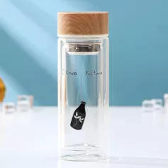 Бутылка двойное стекло с ситом "Воздушность" 300 мл/ 6,5х18,5 см, МИКС 3600812
