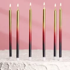 Свечи для торта "Ройс. Градиент" 6 шт.*13 см, чёрный, бордовый, золотой 5060039