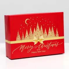 Коробка подарочная "Merry Christmas" 21х15х5,7 см, красная 7063711