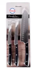 Набор ножей TimA "BlackLine" 3 шт. (Сантоку 17,8 см, универсал. 11,4 см, овощной 8,9 см) (арт. BL-ST1)