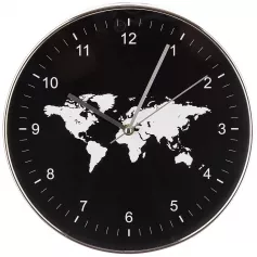 Часы настенные "World map" д.=30 см, черный (кор=6шт.) (арт.220-394)